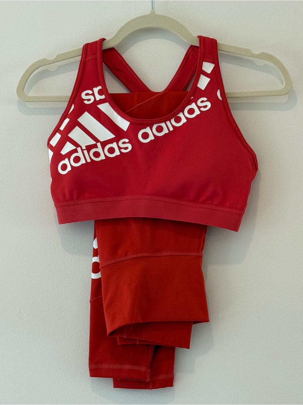 adidas Red Women's Sports Bra & Leggings Set